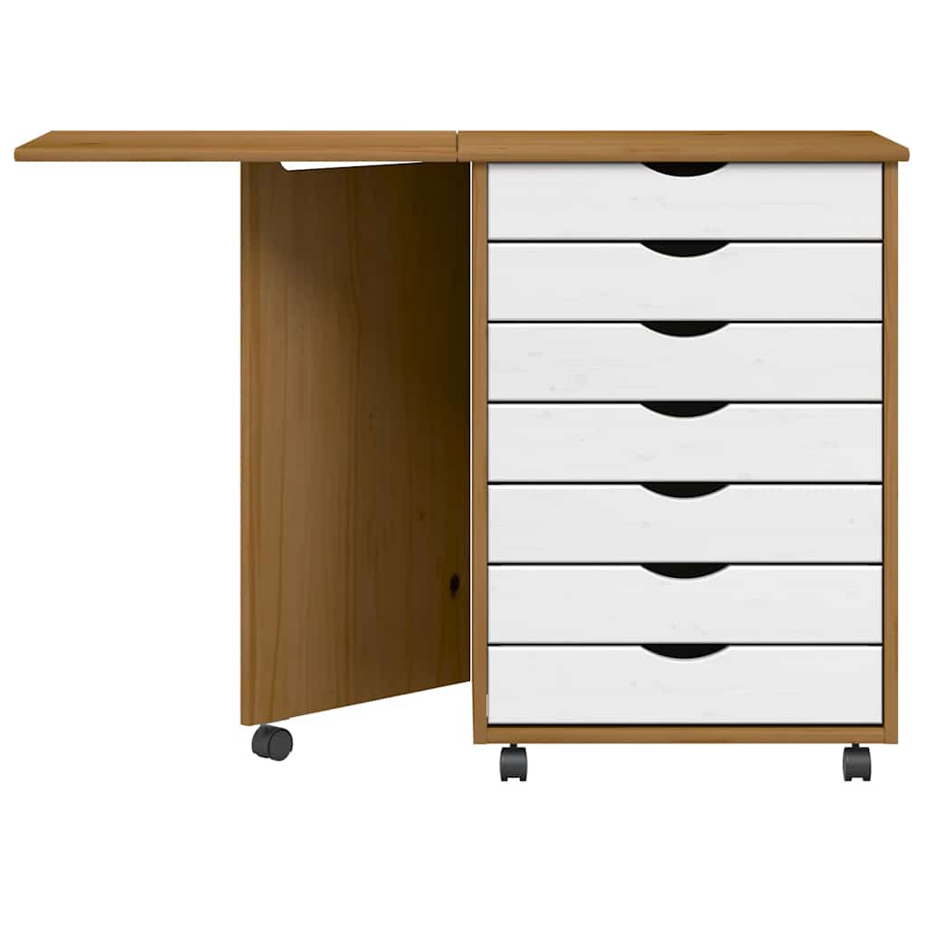 Armoire roulante avec bureau MOSS marron miel bois de pin - XIOS