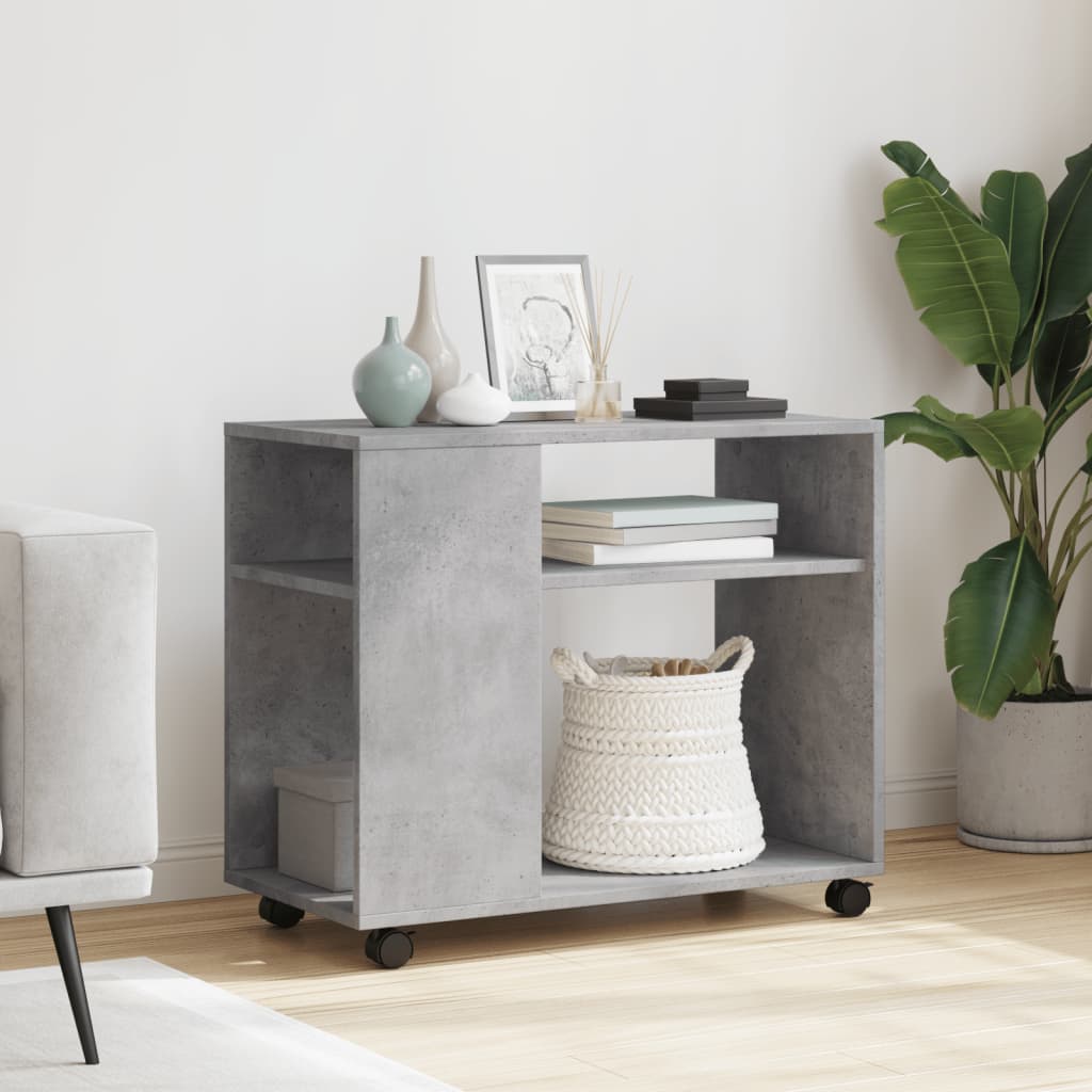 Table d'appoint avec roues gris béton bois d'ingénierie - XIOS