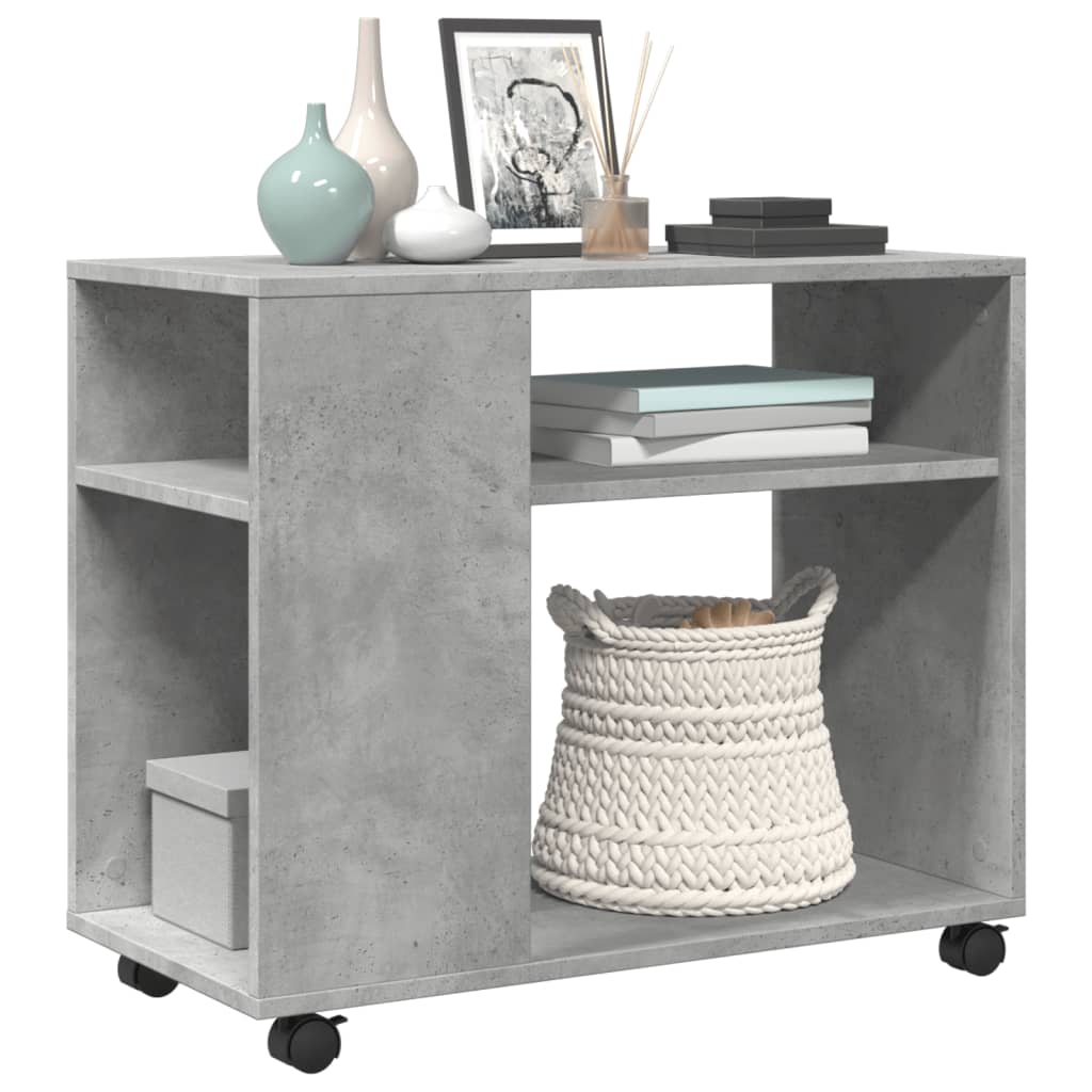 Table d'appoint avec roues gris béton bois d'ingénierie - XIOS