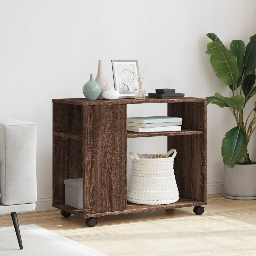 Table d'appoint avec roues chêne marron bois d'ingénierie - XIOS