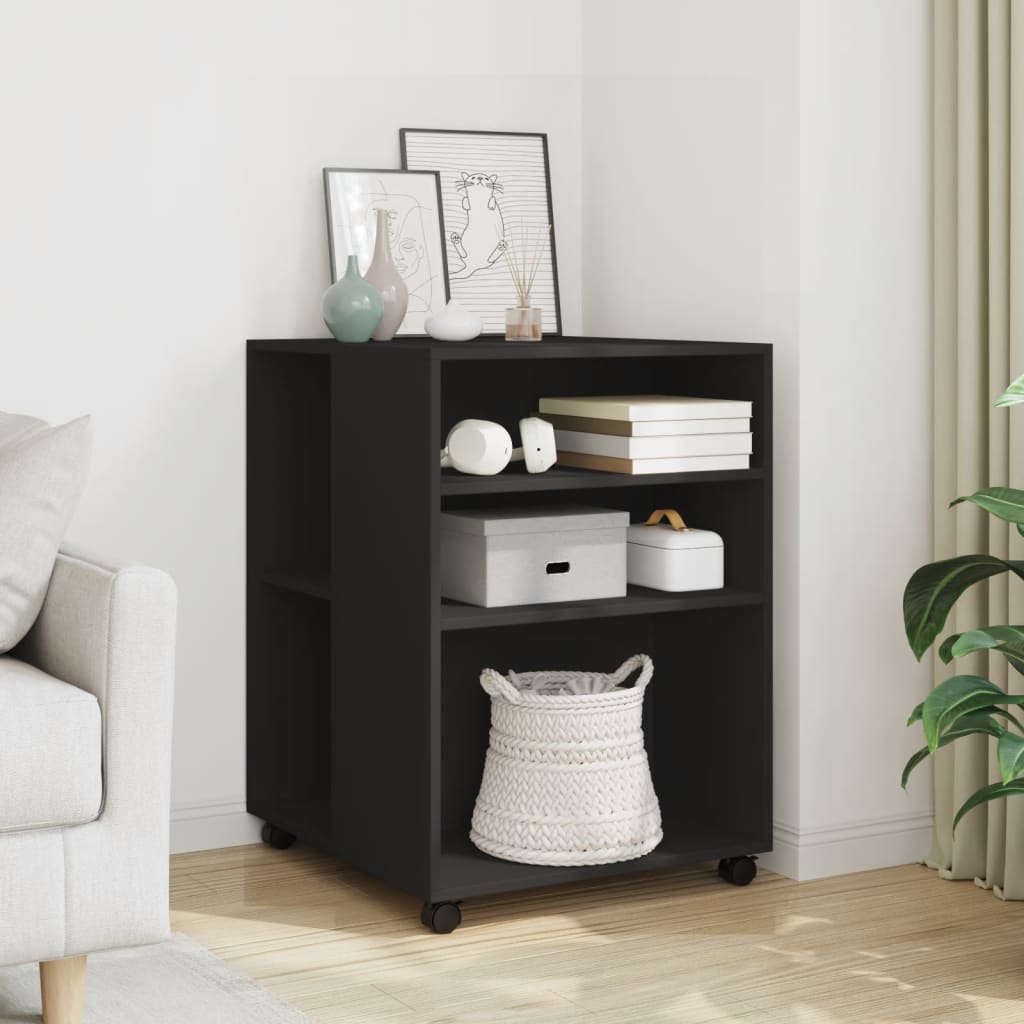 Table d'appoint avec roues noir 55x60x78 cm bois d'ingénierie - XIOS