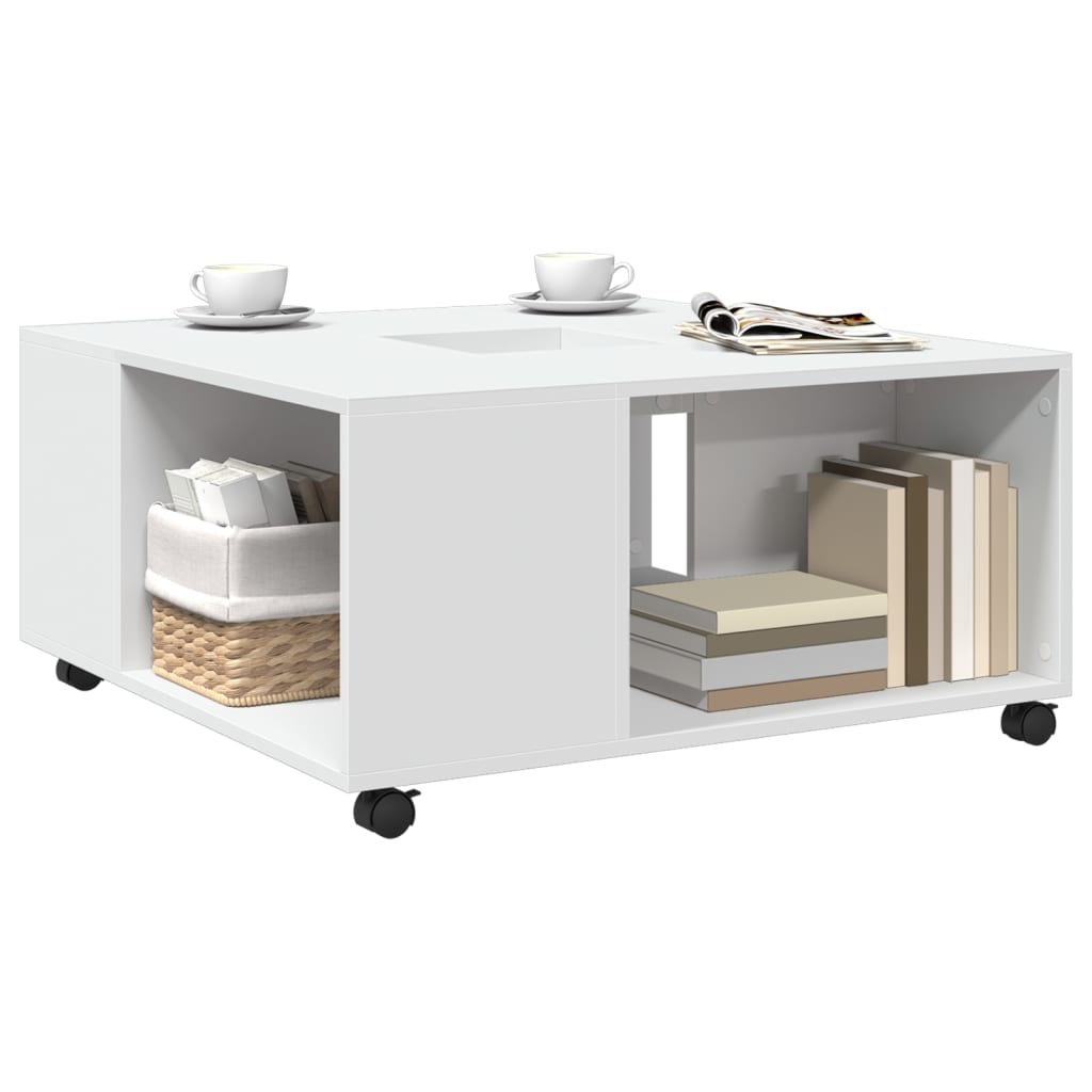 Table basse blanc 80x80x40 cm bois d'ingénierie - XIOS