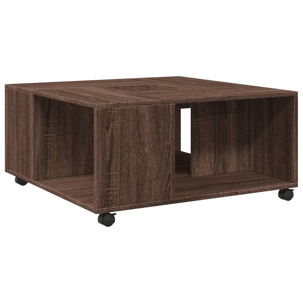 Table basse chêne marron 80x80x40 cm bois d'ingénierie - XIOS