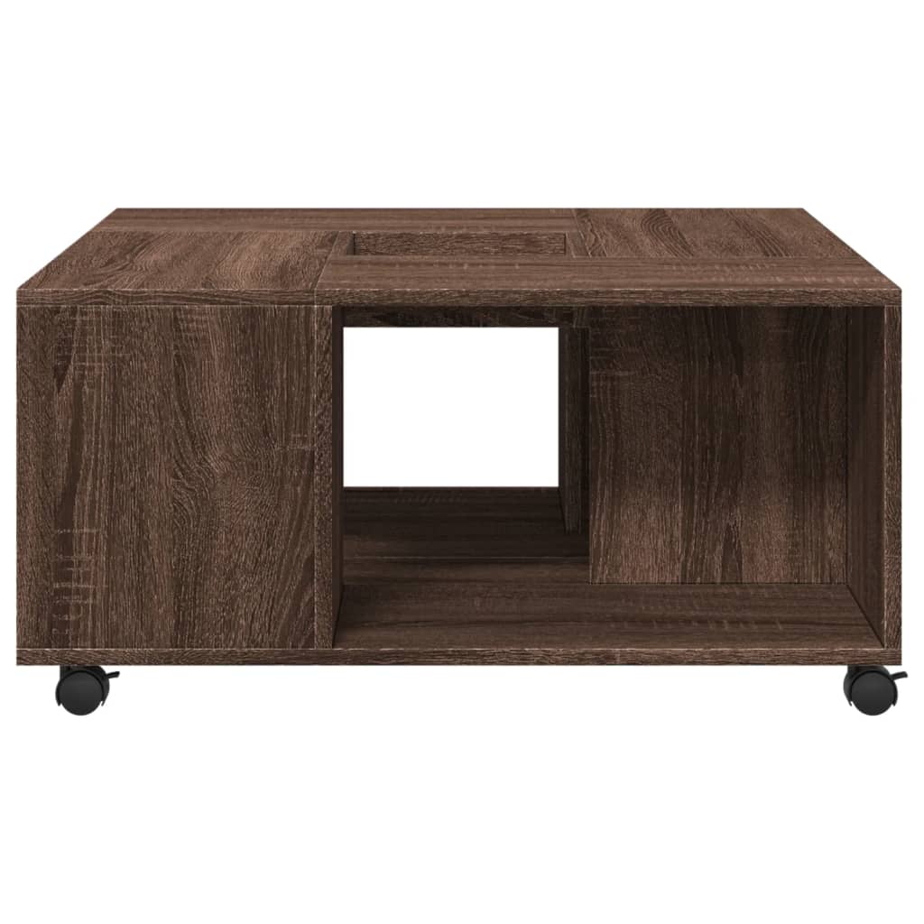 Table basse chêne marron 80x80x40 cm bois d'ingénierie - XIOS