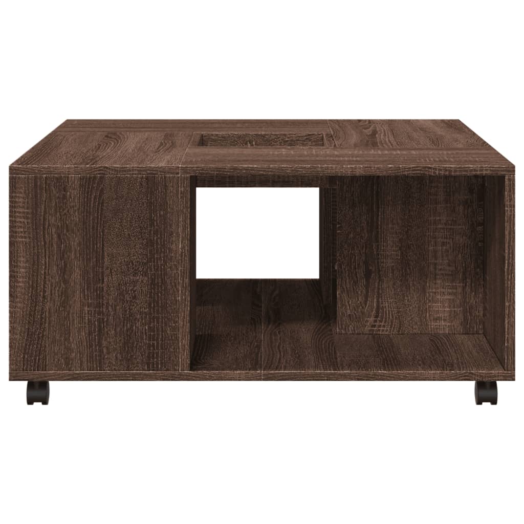 Table basse chêne marron 80x80x40 cm bois d'ingénierie - XIOS