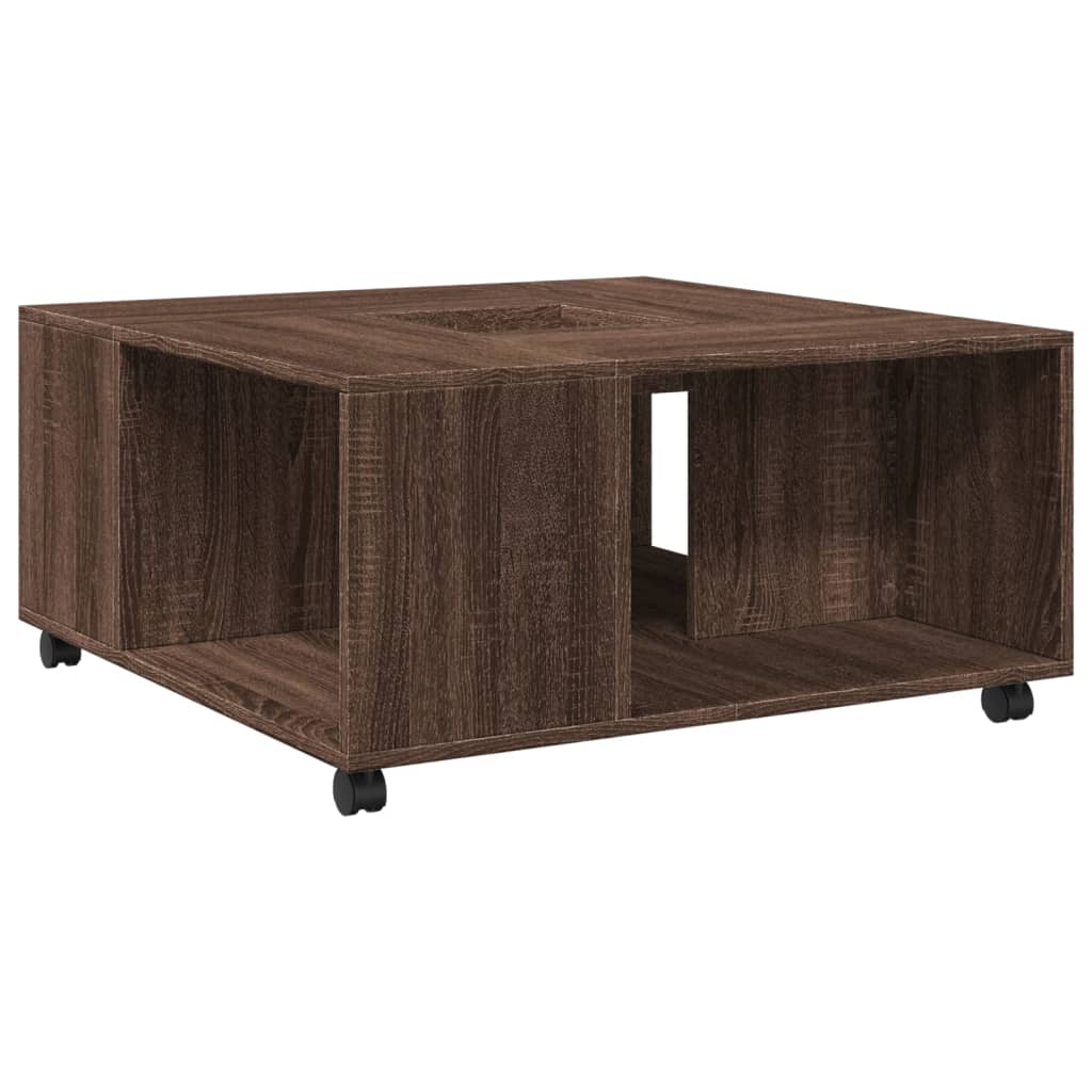 Table basse chêne marron 80x80x40 cm bois d'ingénierie - XIOS