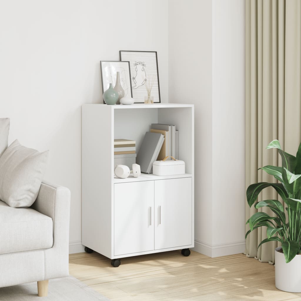Armoire à roulettes blanc 55x40x91 cm bois d’ingénierie - XIOS