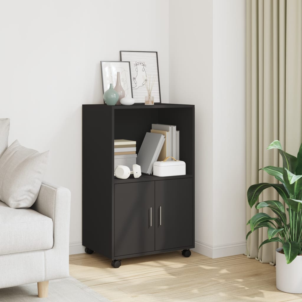 Armoire à roulettes noir 55x40x91 cm bois d'ingénierie - XIOS