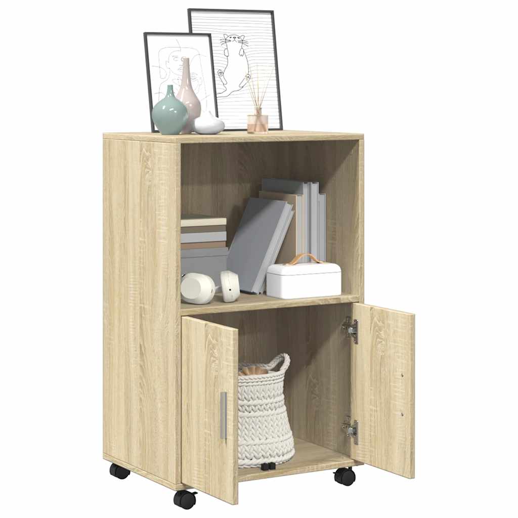 Armoire à roulettes chêne sonoma 55x40x91 cm bois d'ingénierie - XIOS