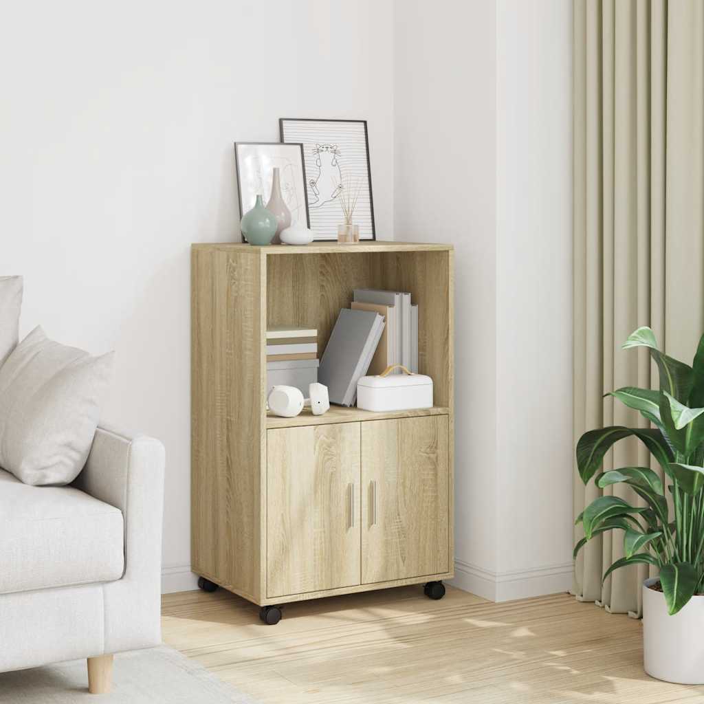 Armoire à roulettes chêne sonoma 55x40x91 cm bois d'ingénierie - XIOS