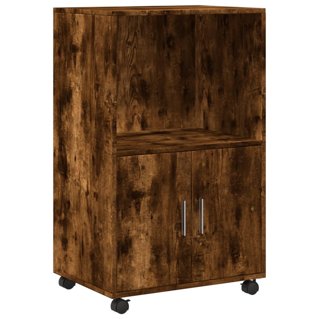 Armoire à roulettes chêne fumé 55x40x91 cm bois d'ingénierie - XIOS