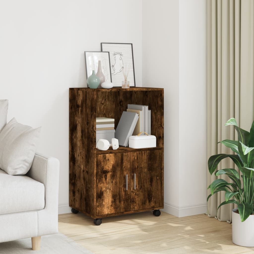 Armoire à roulettes chêne fumé 55x40x91 cm bois d'ingénierie - XIOS