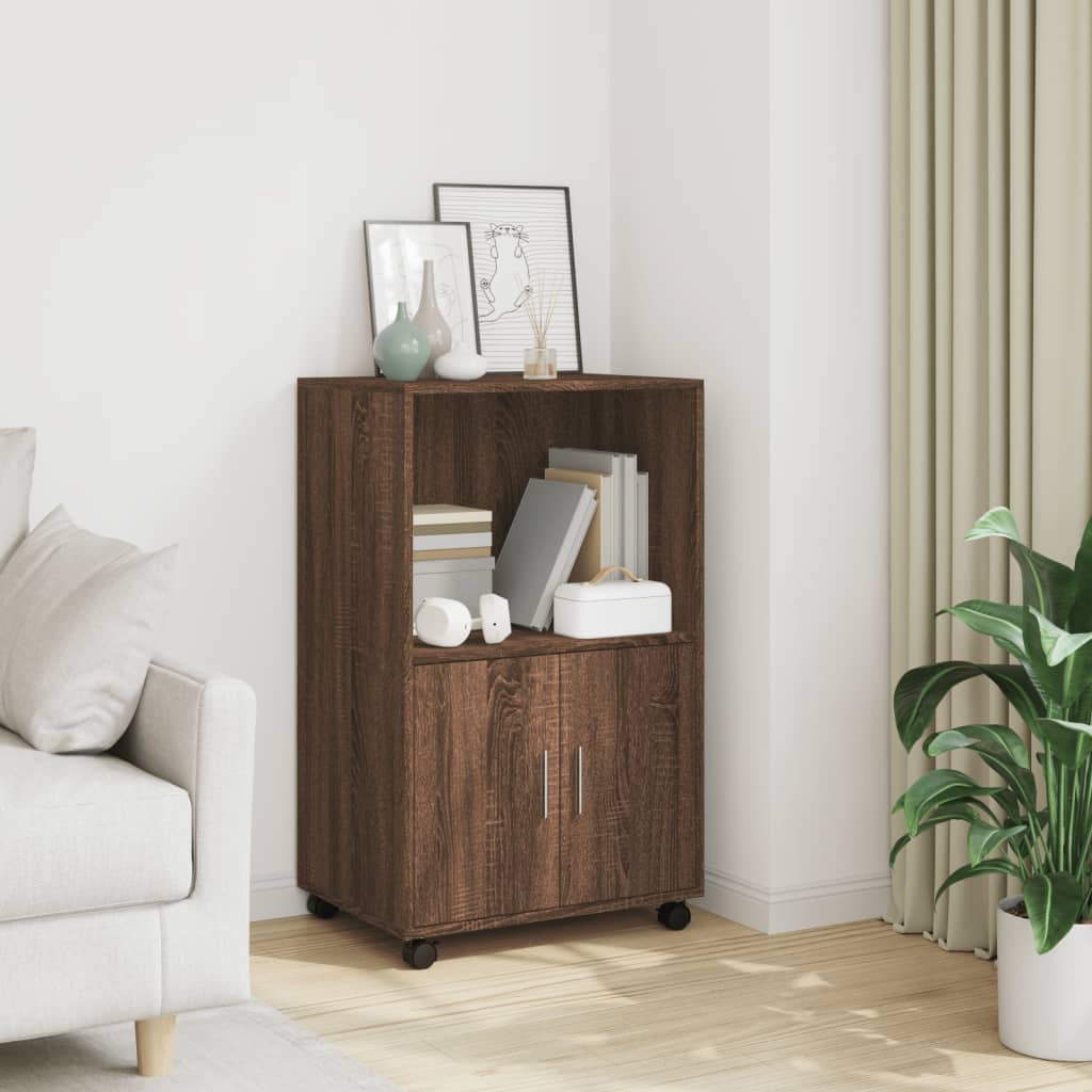 Armoire à roulettes chêne marron 55x40x91 cm bois d'ingénierie - XIOS