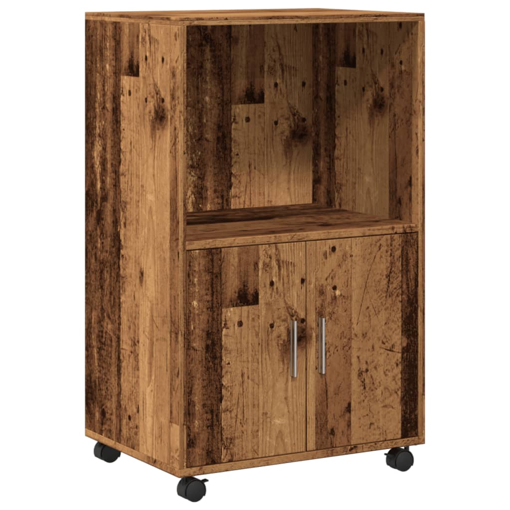 Armoire à roulettes vieux bois 55x40x91 cm bois d'ingénierie - XIOS