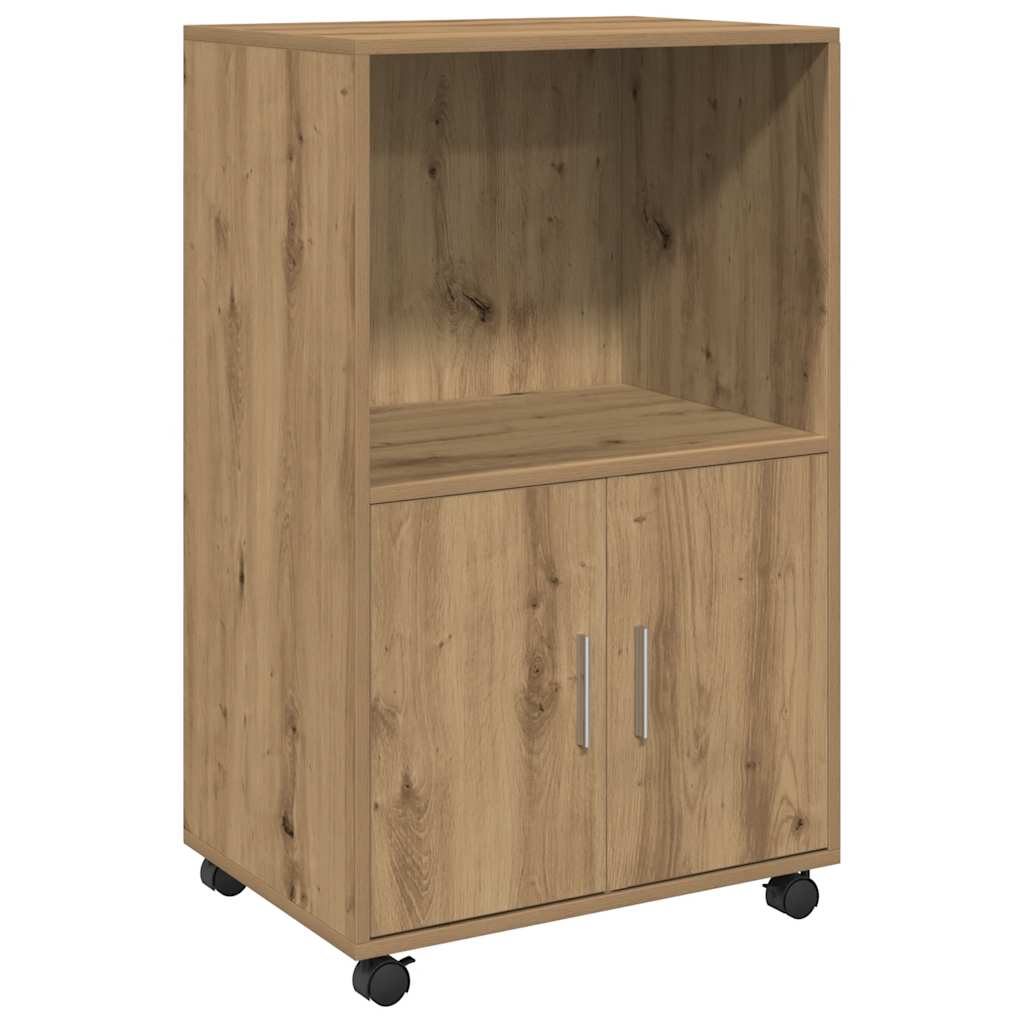 Armoire à roulettes chêne artisanal 55x40x91 cm bois ingénierie - XIOS