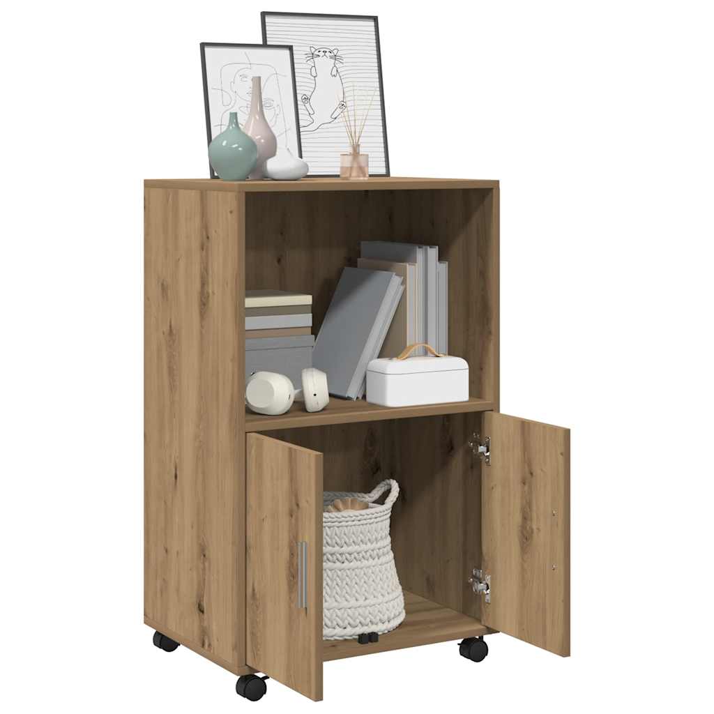 Armoire à roulettes chêne artisanal 55x40x91 cm bois ingénierie - XIOS