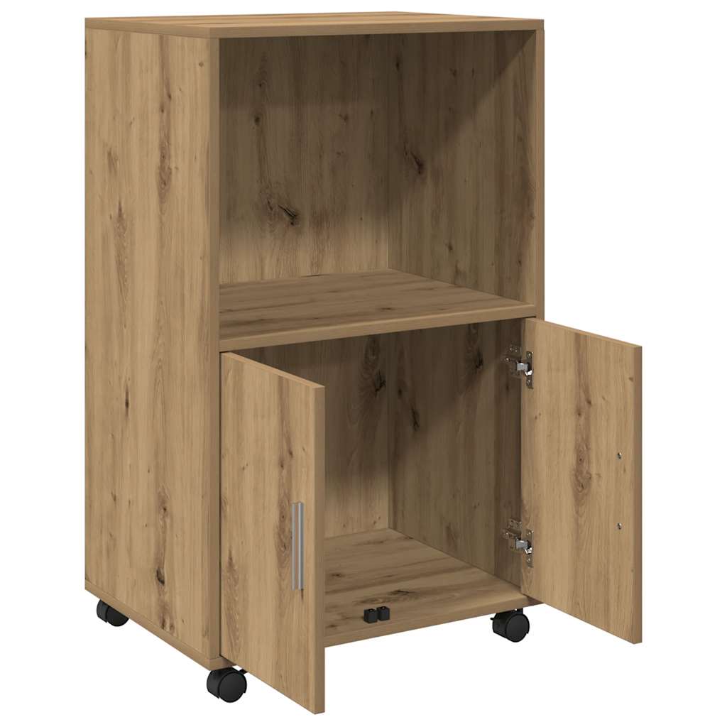 Armoire à roulettes chêne artisanal 55x40x91 cm bois ingénierie - XIOS