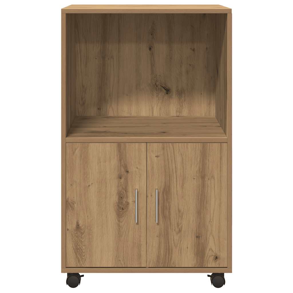 Armoire à roulettes chêne artisanal 55x40x91 cm bois ingénierie - XIOS