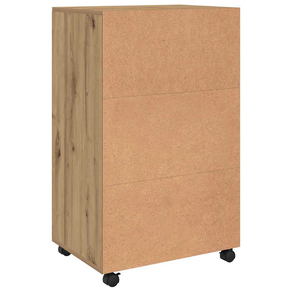 Armoire à roulettes chêne artisanal 55x40x91 cm bois ingénierie - XIOS