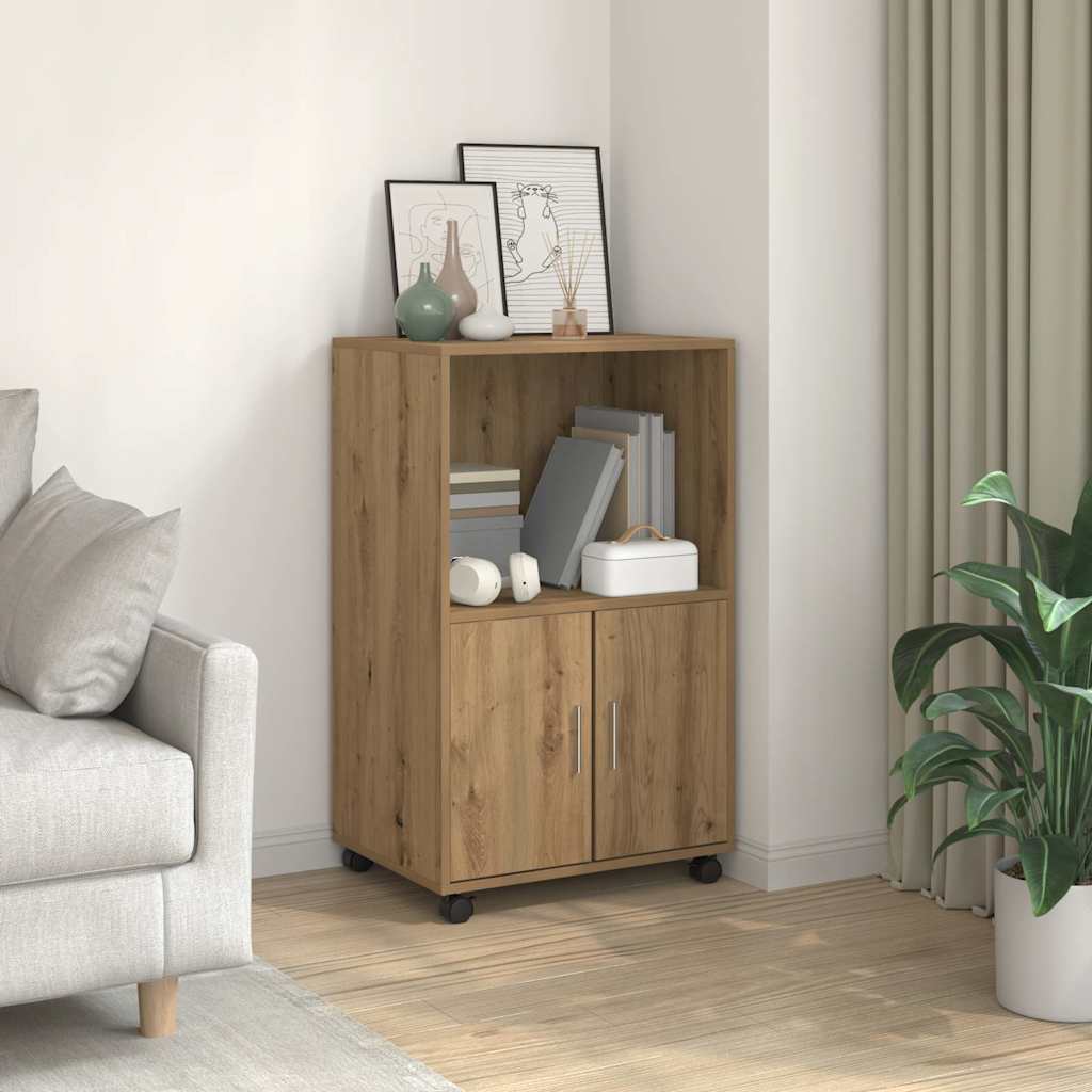 Armoire à roulettes chêne artisanal 55x40x91 cm bois ingénierie - XIOS