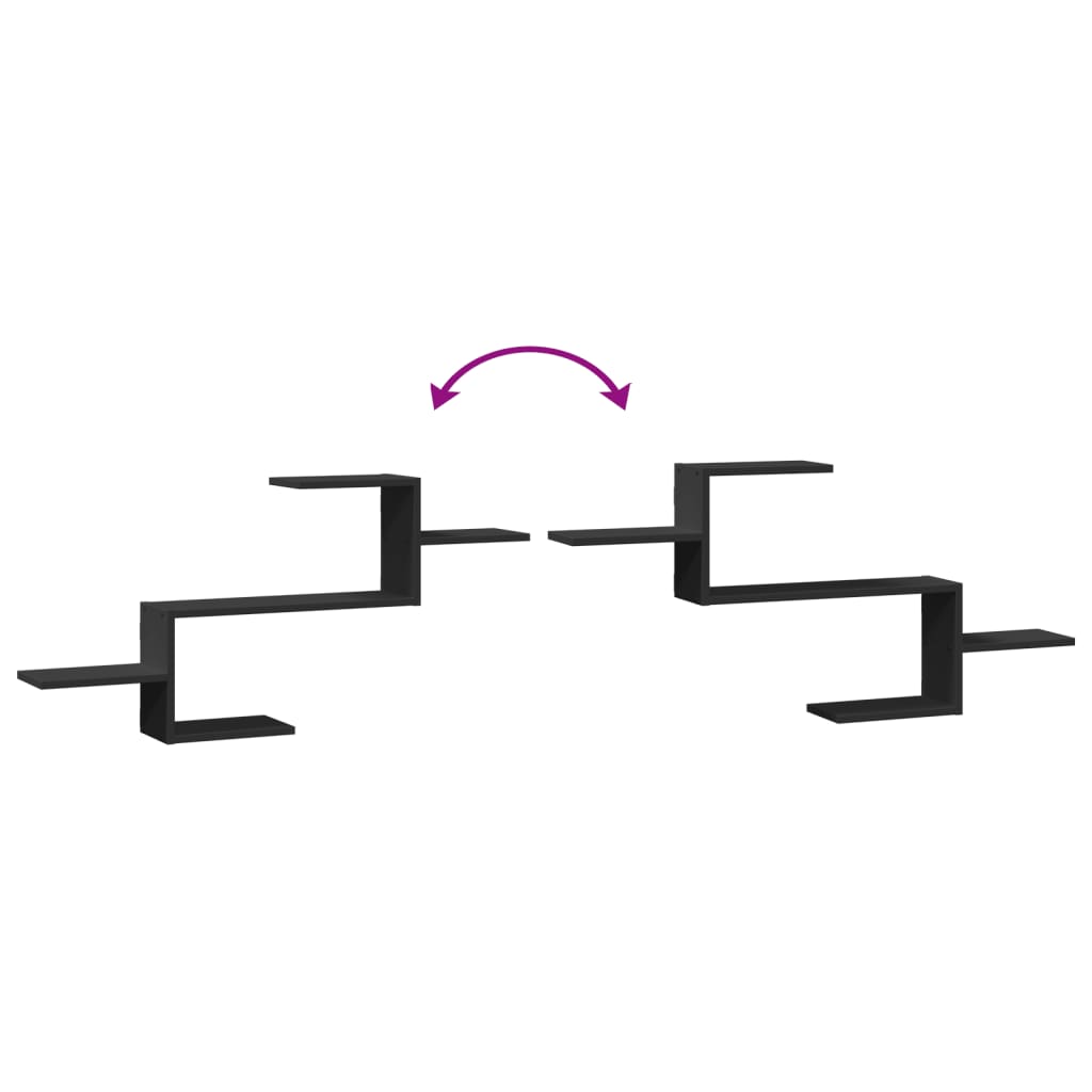 Étagère murale noir 104x15x49 cm bois d'ingénierie