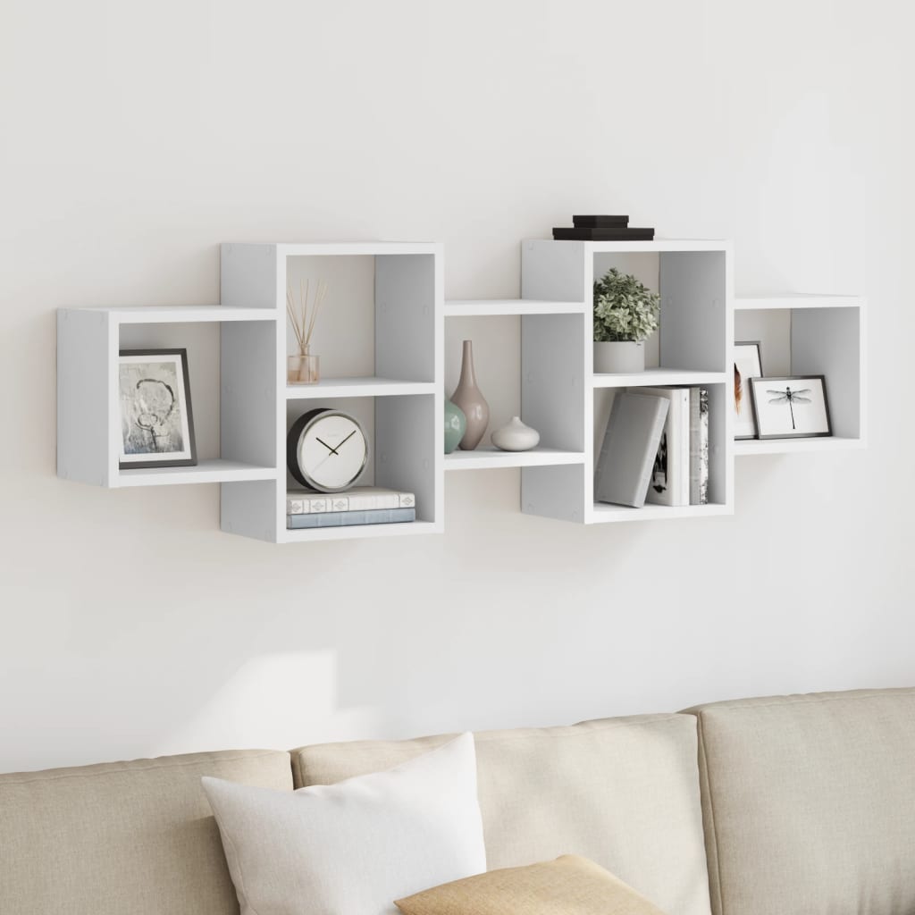 Étagère murale blanc 129x18x42 cm bois d'ingénierie - XIOS