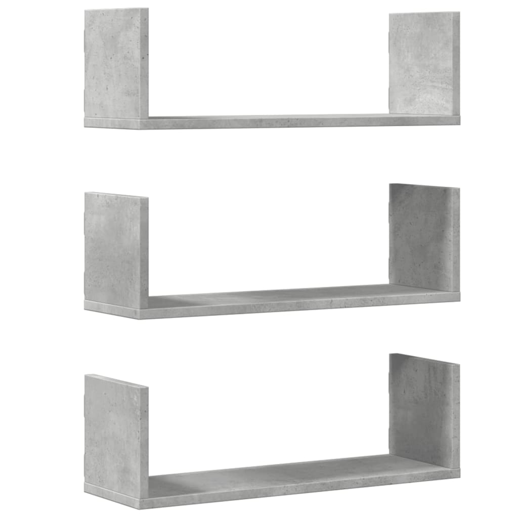 Étagères murales 3 pcs gris béton 58x18x18 cm bois d'ingénierie - XIOS