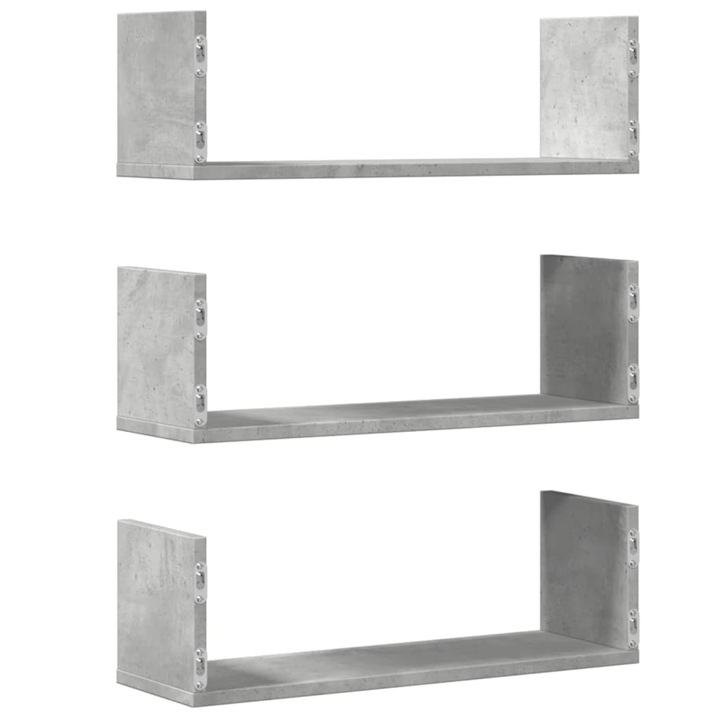 Étagères murales 3 pcs gris béton 58x18x18 cm bois d'ingénierie - XIOS