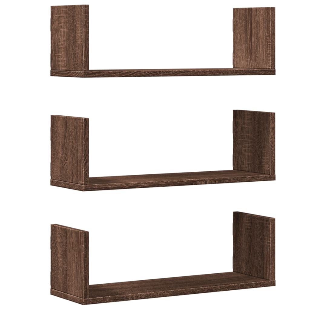 Étagères murales 3pcs chêne marron 58x18x18cm bois d'ingénierie - XIOS