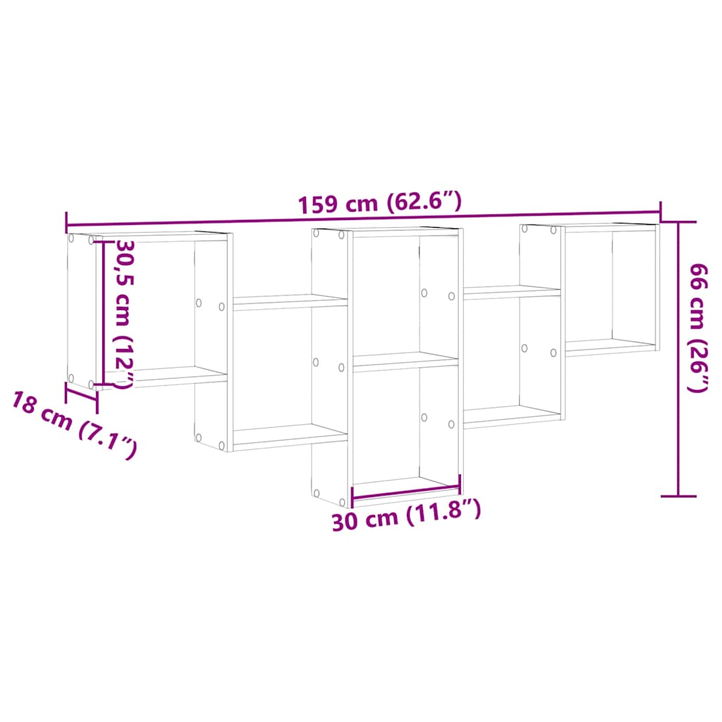 Étagère murale vieux bois 159x18x66 cm bois d'ingénierie - XIOS