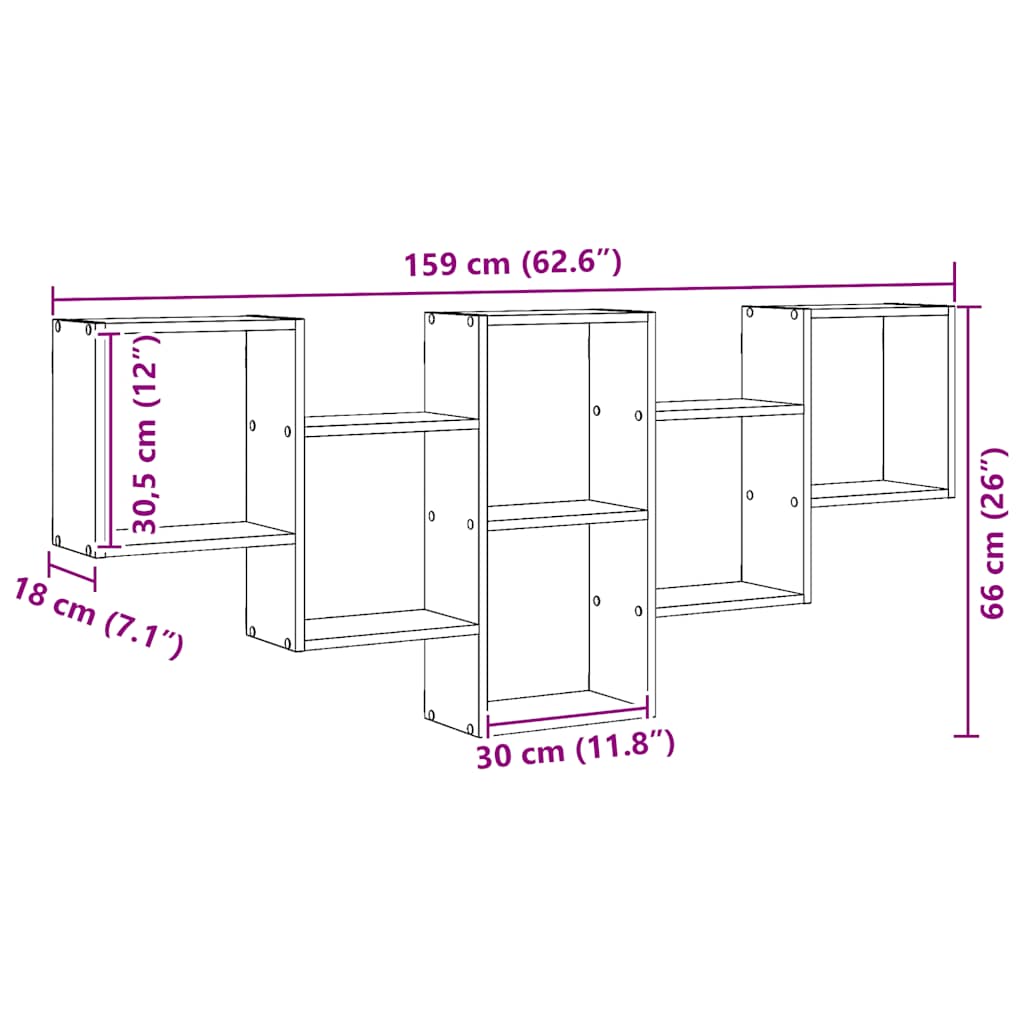 Étagère murale chêne artisanal 159x18x66 cm bois d'ingénierie - XIOS