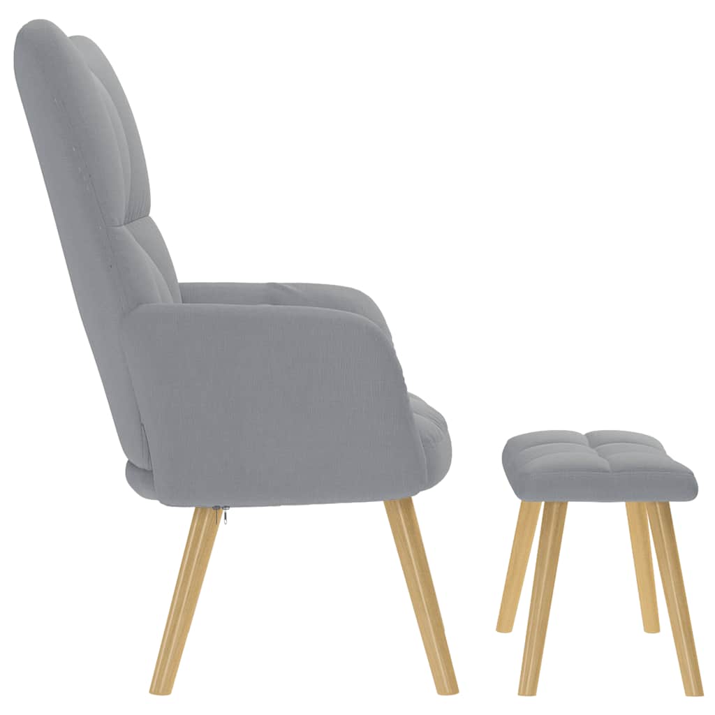 Chaise de relaxation avec repose-pied Gris clair Tissu - XIOS