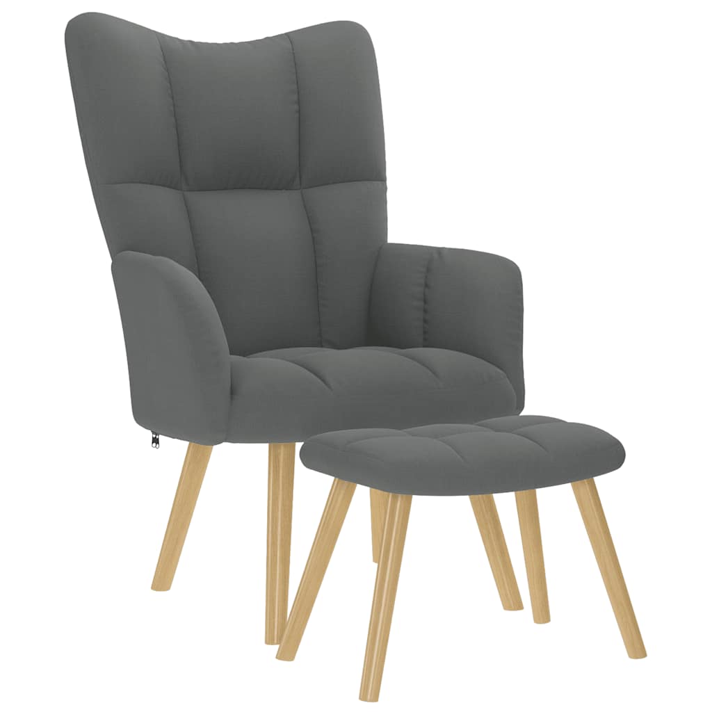 Chaise de relaxation avec repose-pied Gris foncé Tissu - XIOS