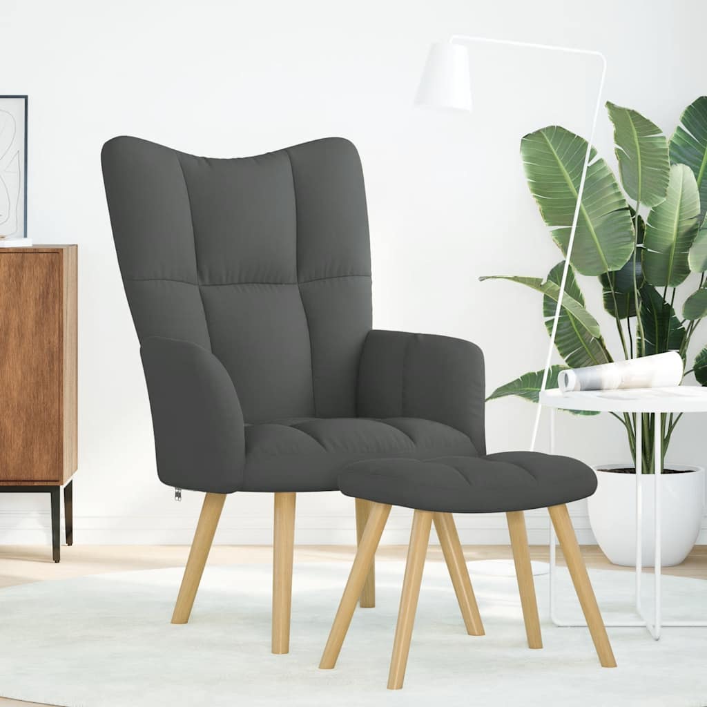 Chaise de relaxation avec repose-pied Gris foncé Tissu - XIOS