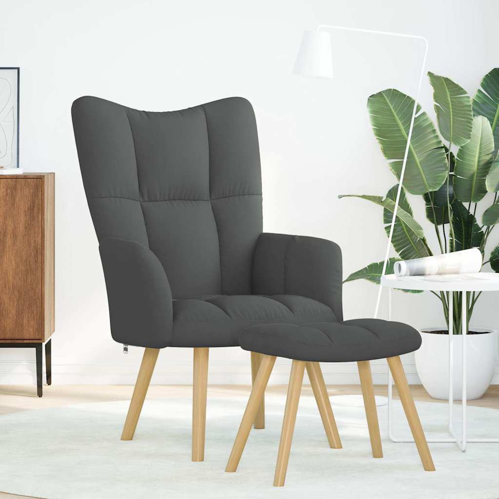 Chaise de relaxation avec repose-pied Gris foncé Tissu - XIOS