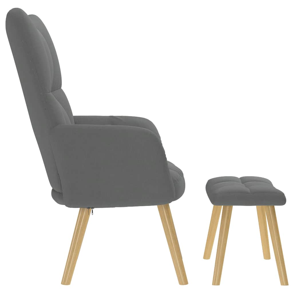 Chaise de relaxation avec repose-pied Gris foncé Tissu - XIOS