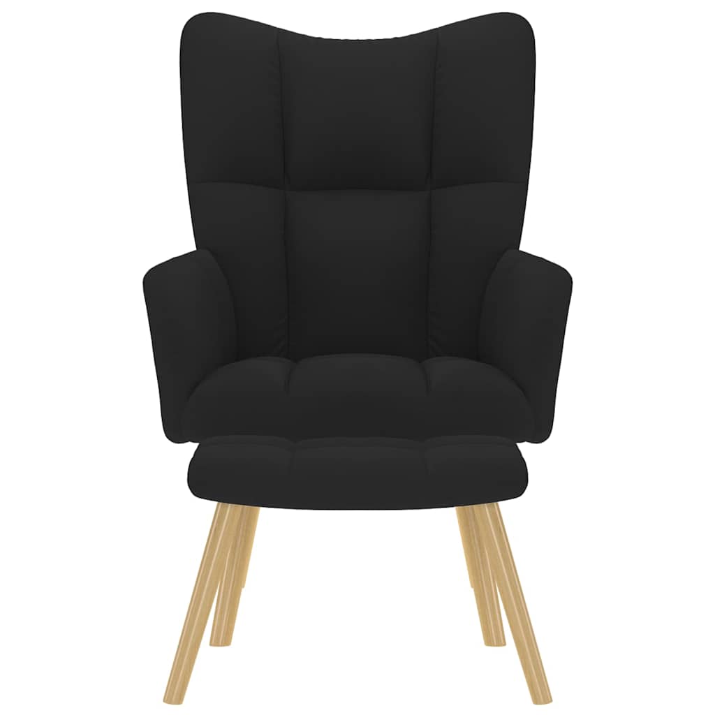 Chaise de relaxation avec repose-pied Noir Tissu - XIOS