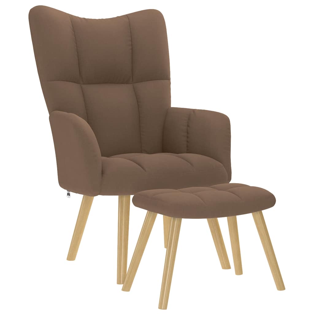 Chaise de relaxation avec repose-pied Marron Tissu