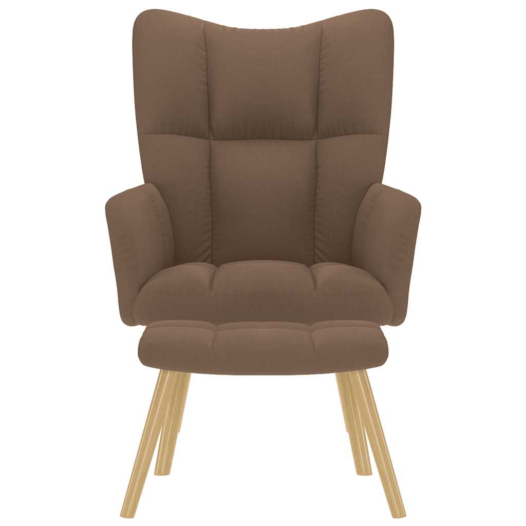 Chaise de relaxation avec repose-pied Marron Tissu