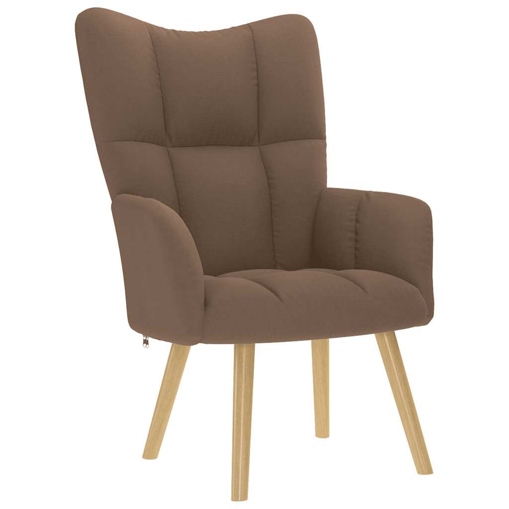 Chaise de relaxation avec repose-pied Marron Tissu