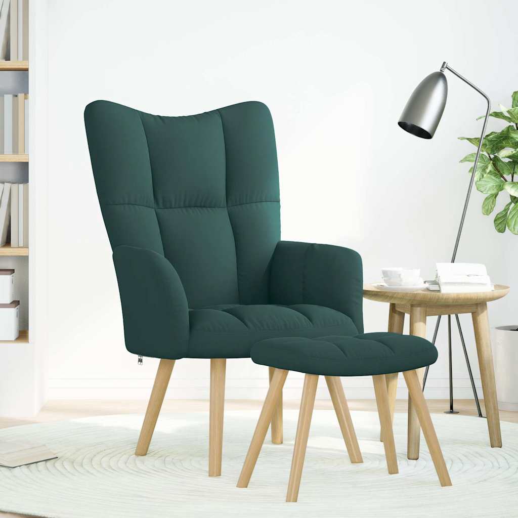 Chaise de relaxation avec repose-pied Vert foncé Tissu - XIOS
