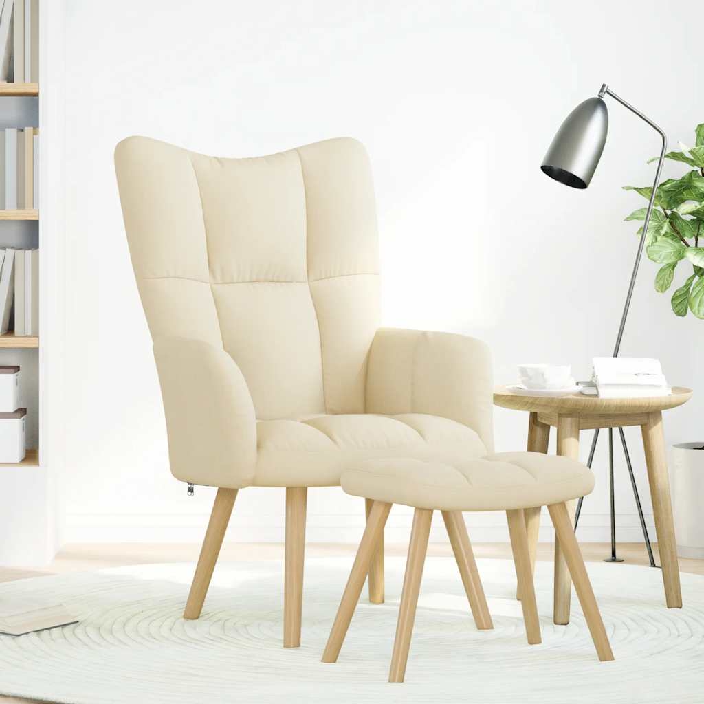 Chaise de relaxation avec repose-pied Crème Tissu - XIOS