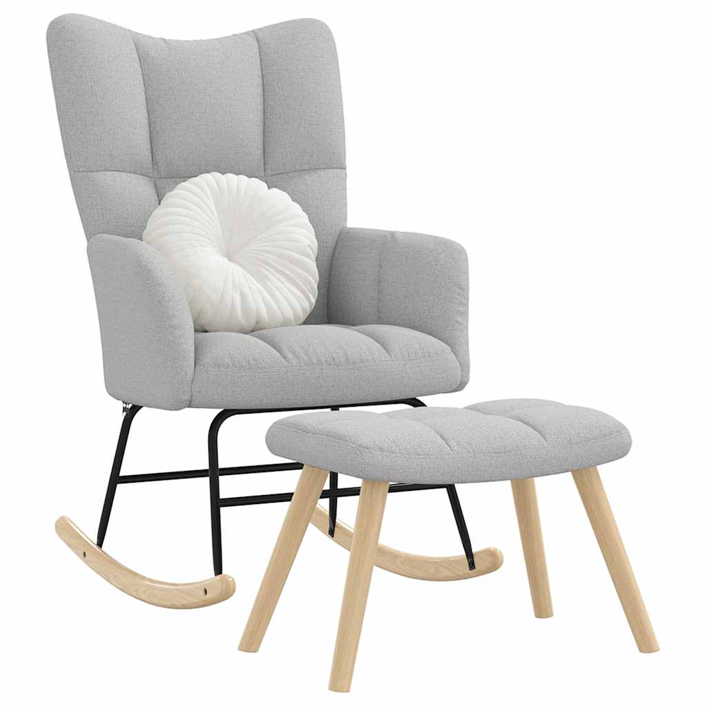 Chaise à bascule avec repose-pied gris nuage tissu - XIOS