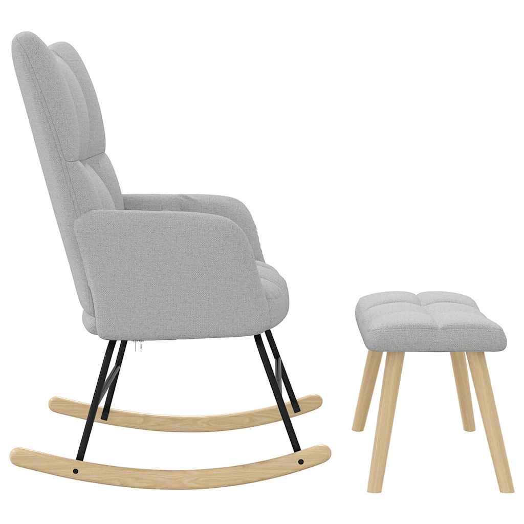 Chaise à bascule avec repose-pied gris nuage tissu - XIOS