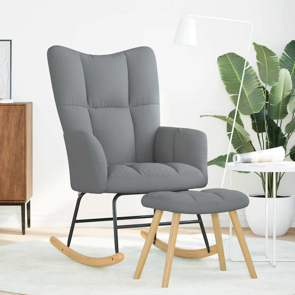 Chaise à bascule avec repose-pied Gris clair Tissu - XIOS