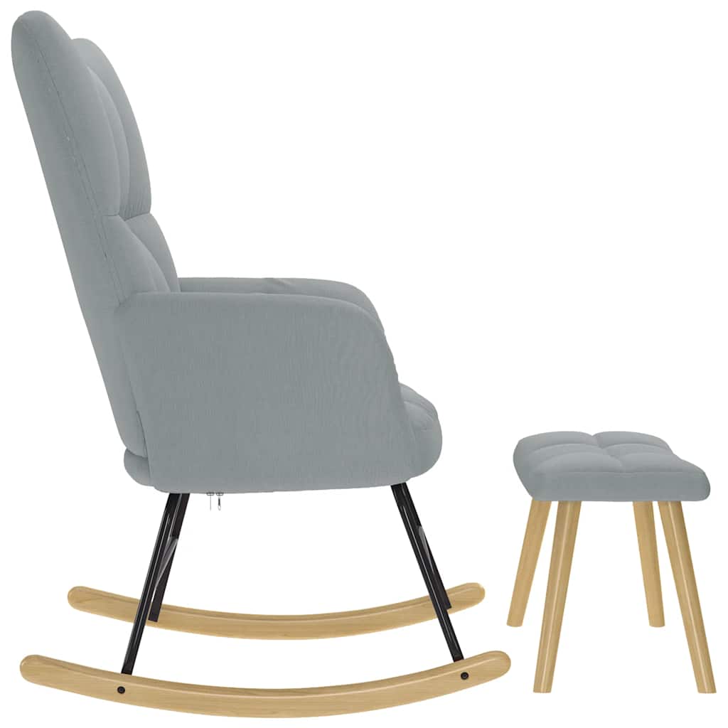 Chaise à bascule avec repose-pied Gris clair Tissu - XIOS