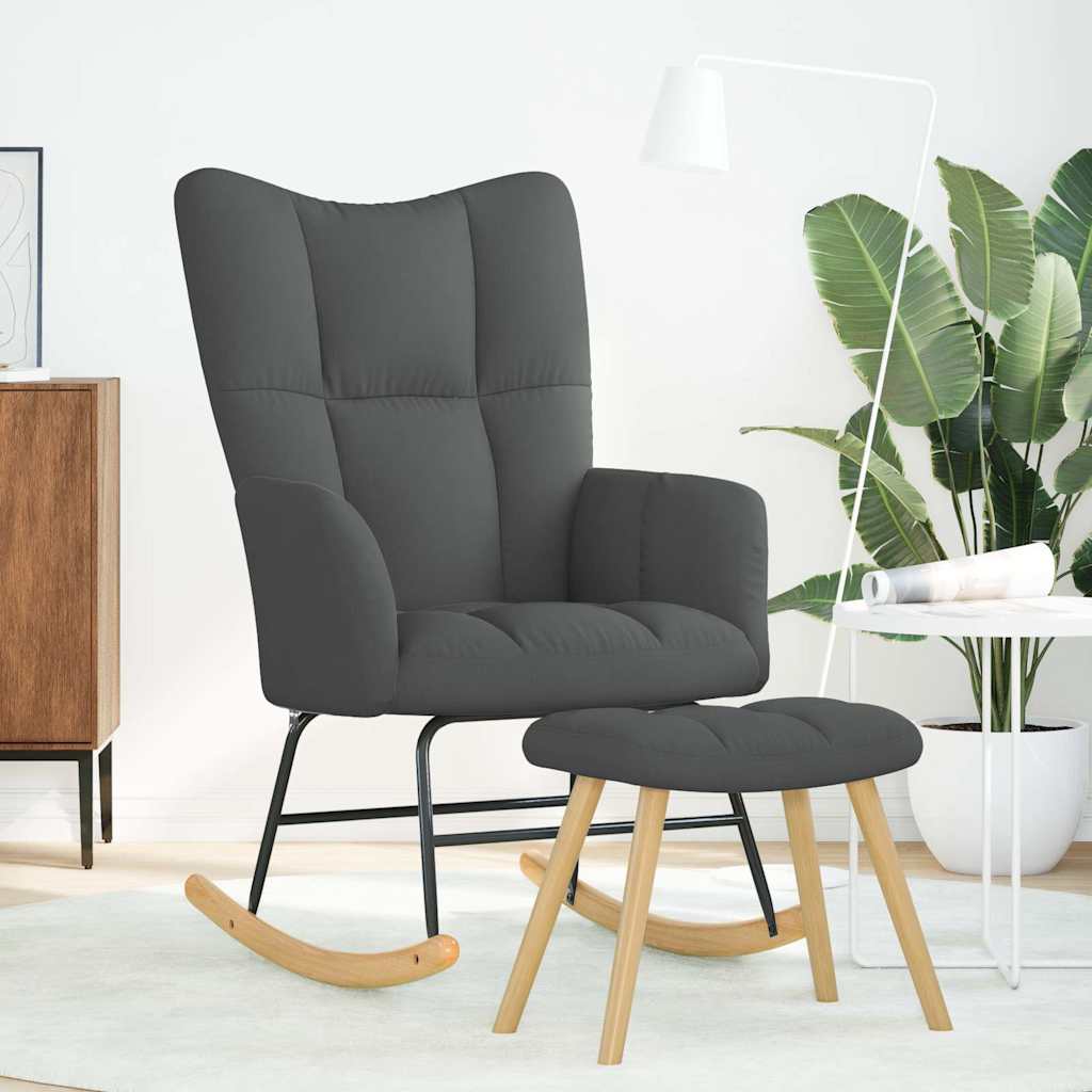 Chaise à bascule avec repose-pied Gris foncé Tissu - XIOS
