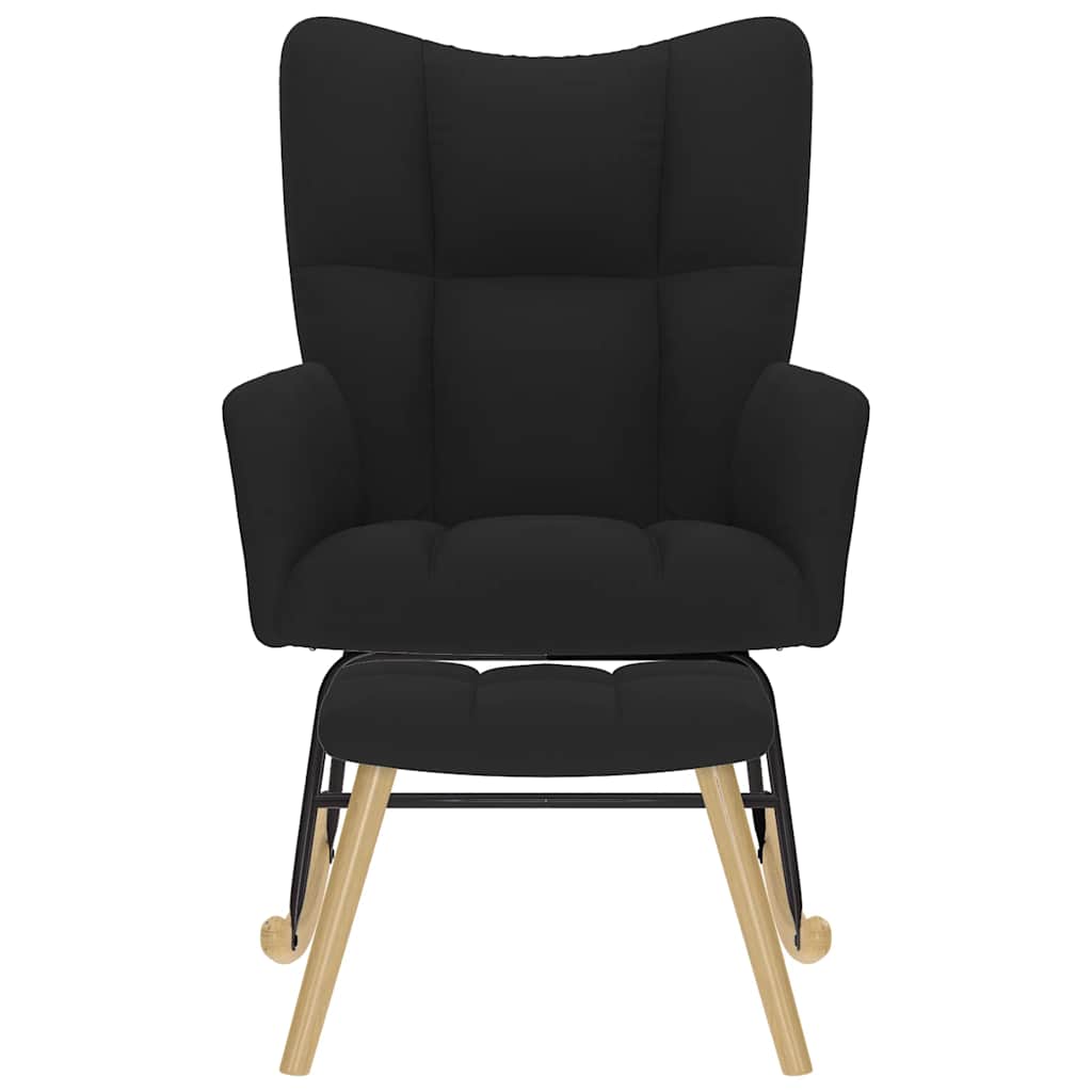 Chaise à bascule avec repose-pied Noir Tissu - XIOS