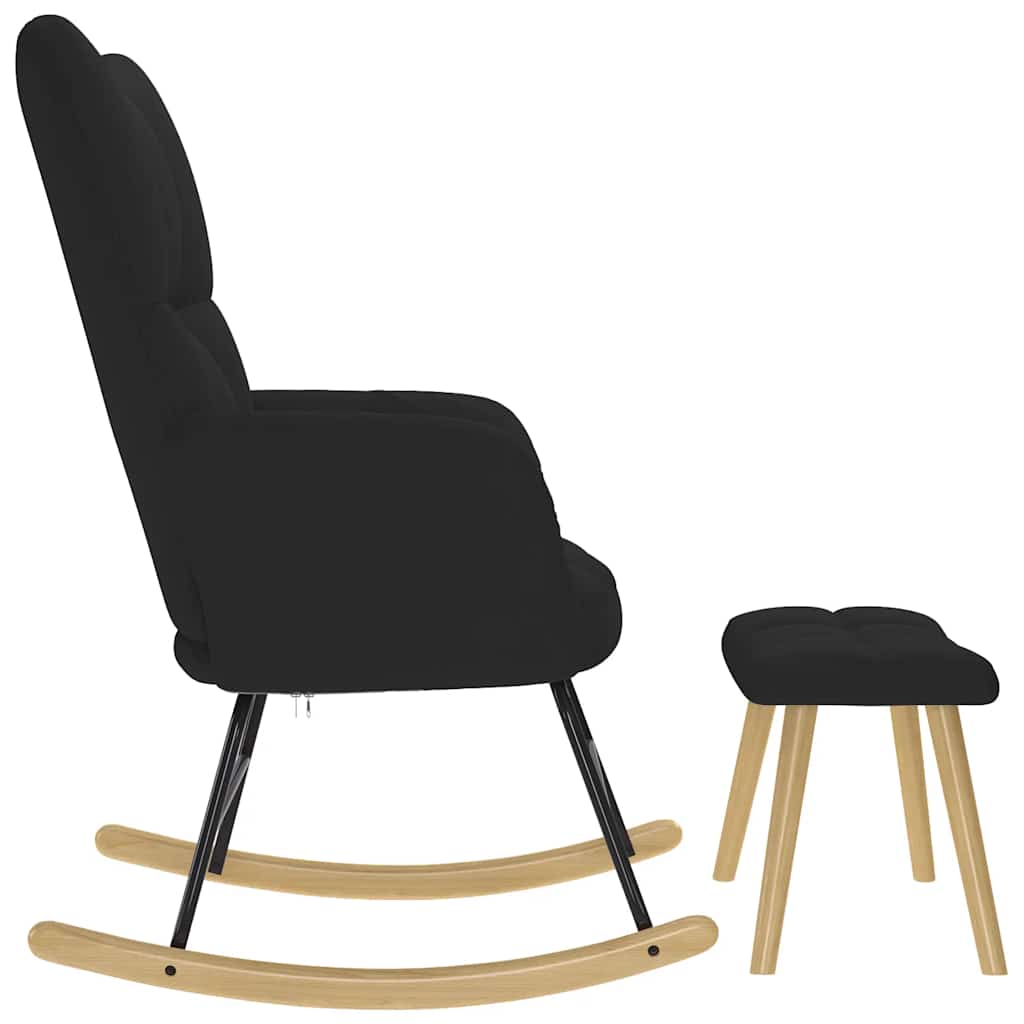 Chaise à bascule avec repose-pied Noir Tissu - XIOS