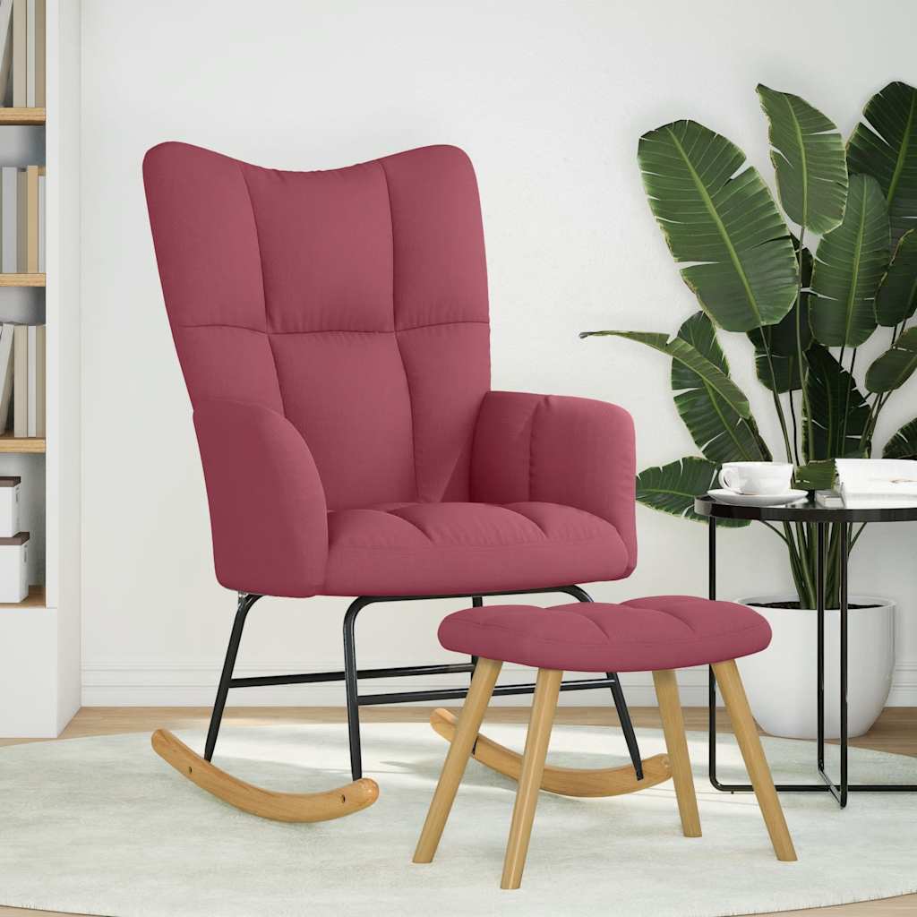 Chaise à bascule avec repose-pied Rouge bordeaux Tissu